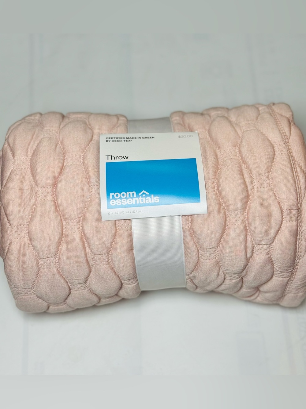 Room Essentials Quilted Blush Pink Throw